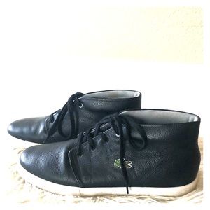 Men’s size 11 Lacoste black leather shoes.